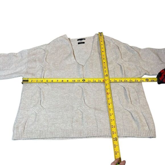Massimo Dutti Oversized Braid Knit Sweater Small Wool Blend V Neck Wool Blend - Picture 8 of 8